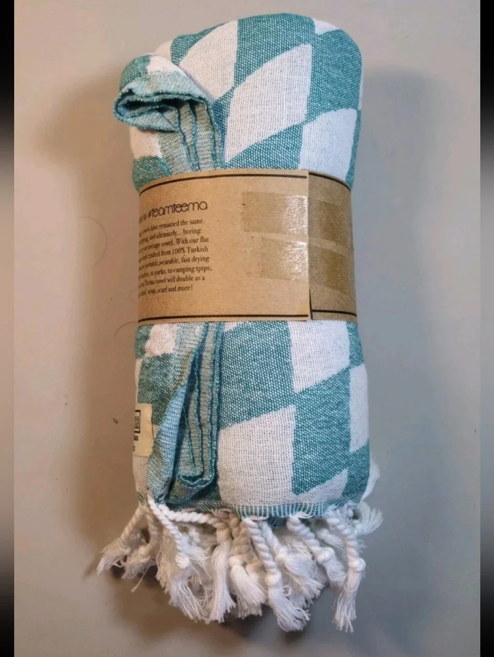 Teema Turkish Cotton The Aqua Checkmate Towel Cotton NWT